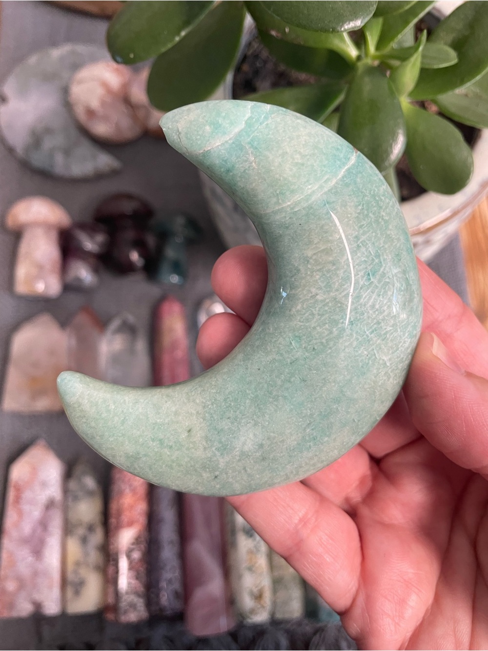 Green Amazonite Crescent Moon Crystal